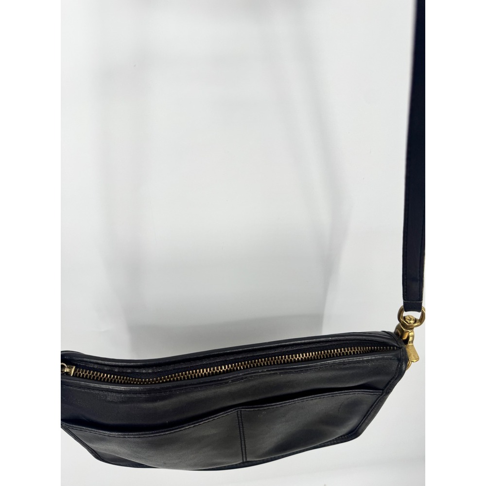 Coach Crossbody Bag Women OS Black Vintage Leather Brass Hardware Slim Handbag - Picture 6 of 16